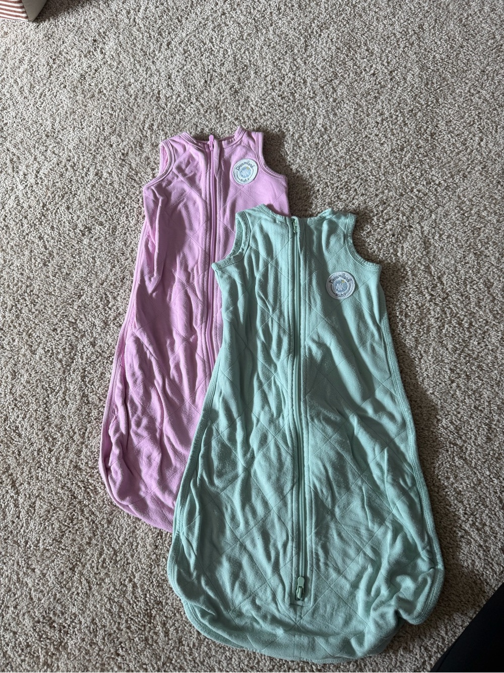 Pink and Mint Sleeveless Kids' Sleep Sacs - Zip Front Pajama Bags